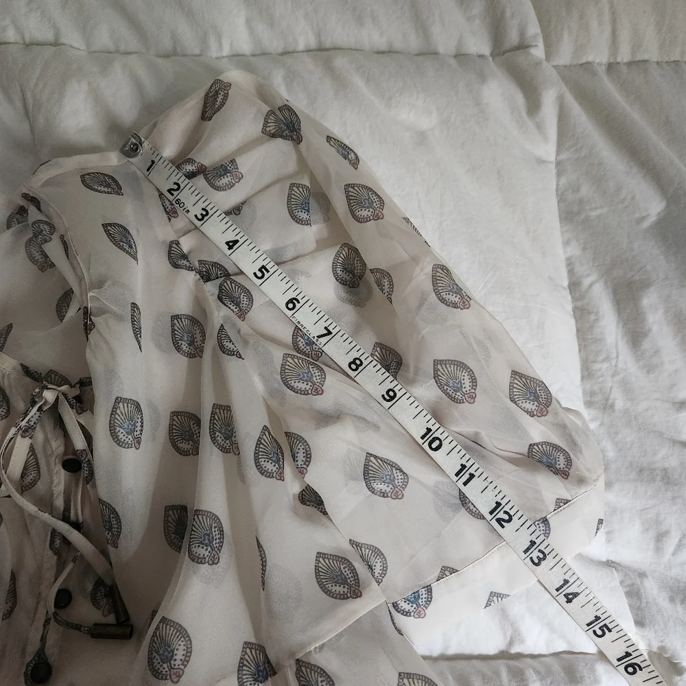 Anthropologie Puff Sleeve Henley Sheer Size XS
